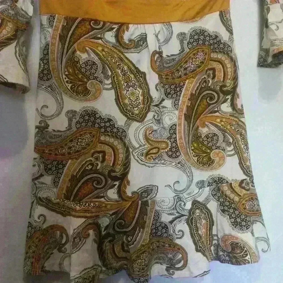 H&M Midi dress nwt mustard yellow paisley size S flutter sleeve - Picture 7 of 8